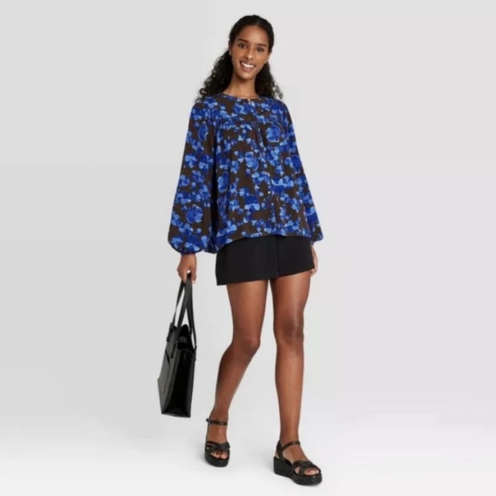 Target A New Day Blue Floral Blouse